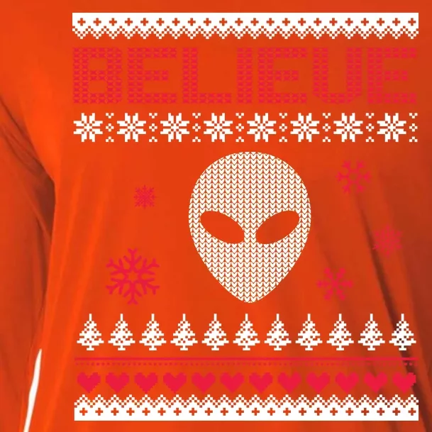 Believe In Aliens Ugly Christmas Cooling Performance Long Sleeve Crew