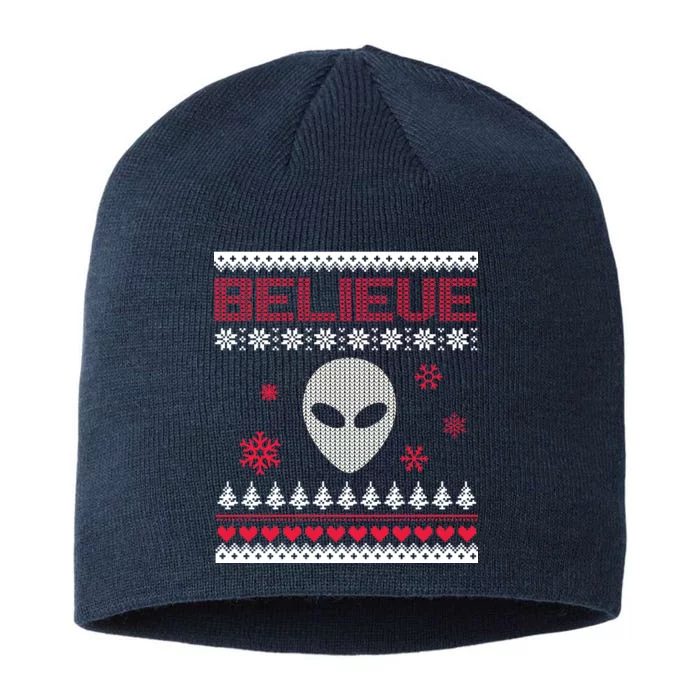 Believe In Aliens Ugly Christmas 8 1/2in Sustainable Knit Beanie