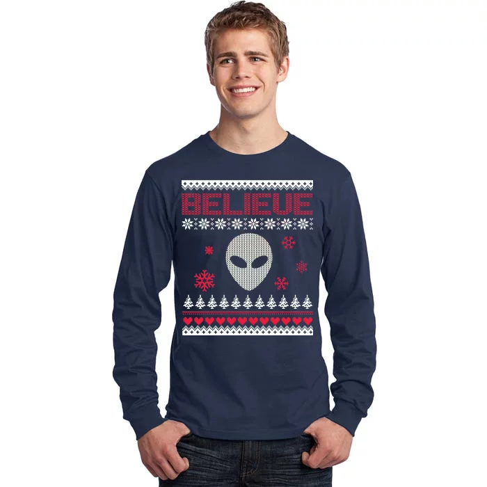 Believe In Aliens Ugly Christmas Tall Long Sleeve T-Shirt