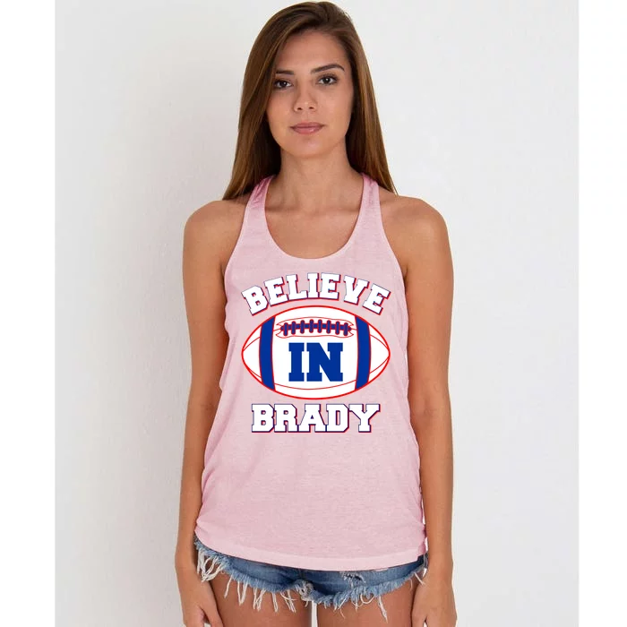 Believe In Brady Fan Football Design Women's Knotted Racerback Tank