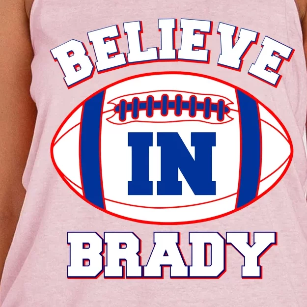 Believe In Brady Fan Football Design Women's Knotted Racerback Tank