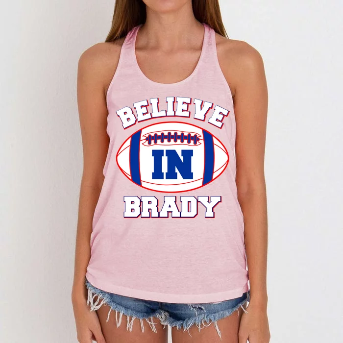 Believe In Brady Fan Football Design Women's Knotted Racerback Tank