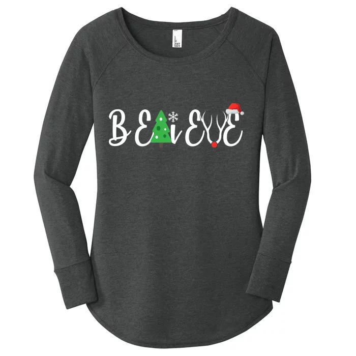 Believe In Christmas Cute Women's Perfect Tri Tunic Long Sleeve Shirt