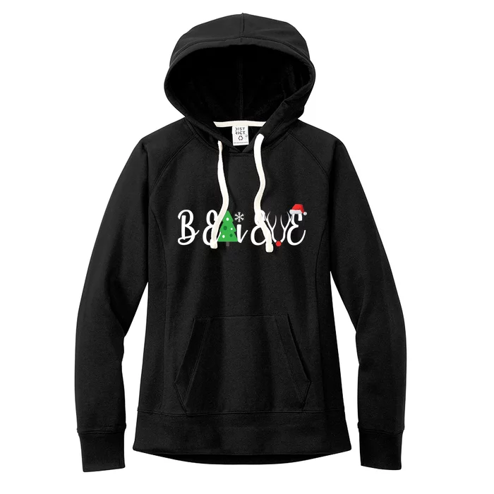 Believe In Christmas Cute Women's Fleece Hoodie