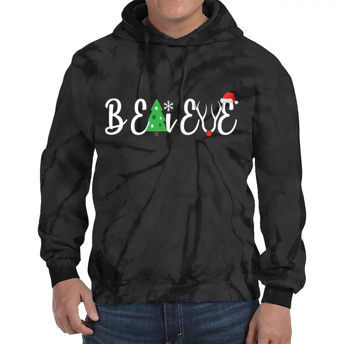 Believe In Christmas Cute Tie Dye Hoodie