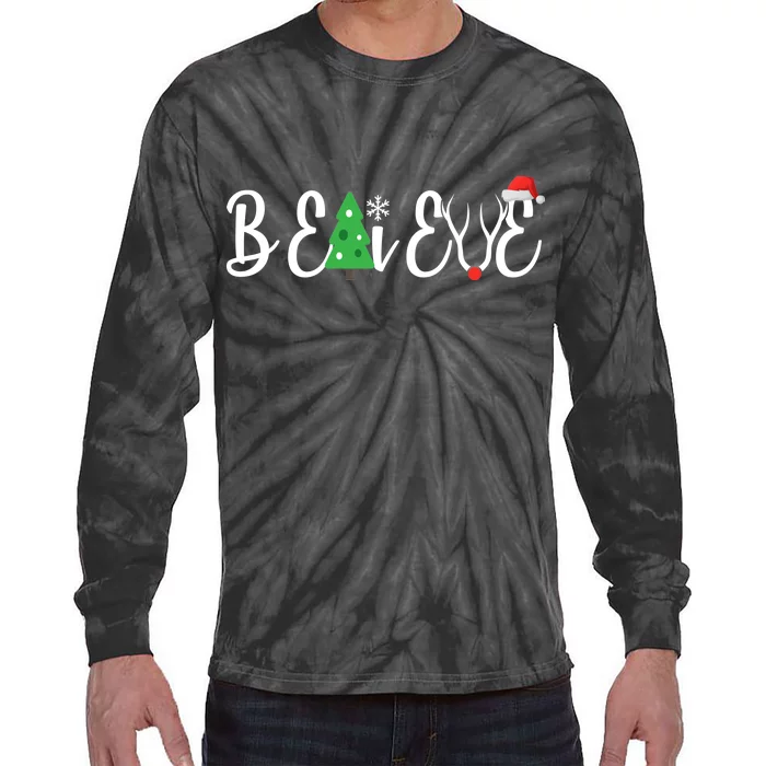 Believe In Christmas Cute Tie-Dye Long Sleeve Shirt