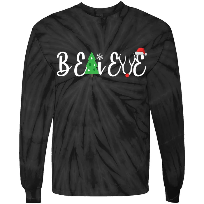 Believe In Christmas Cute Tie-Dye Long Sleeve Shirt