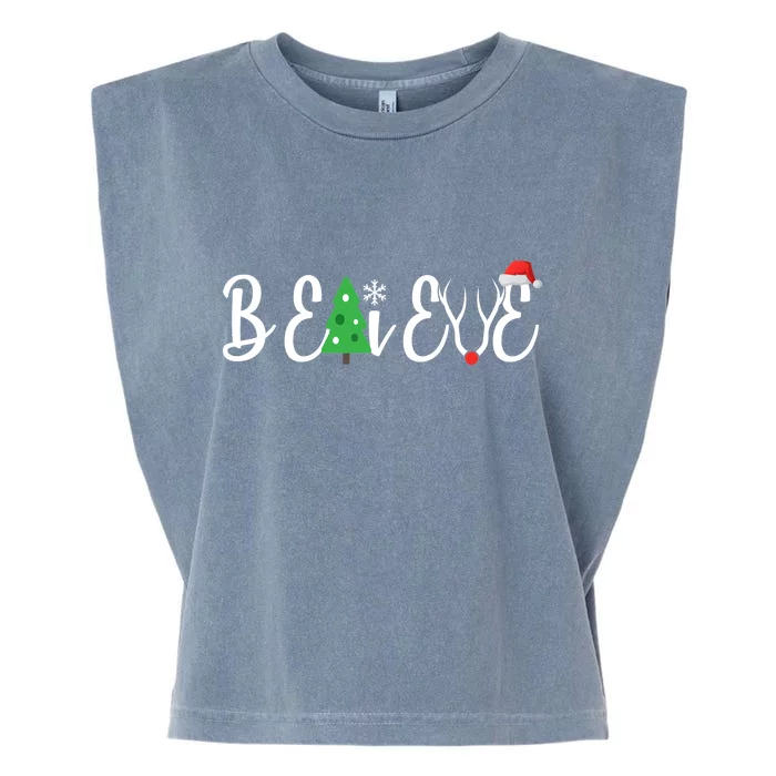 Believe In Christmas Cute Garment-Dyed Women's Muscle Tee