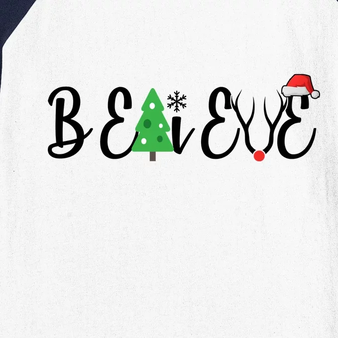 Believe In Christmas Cute Baseball Sleeve Shirt