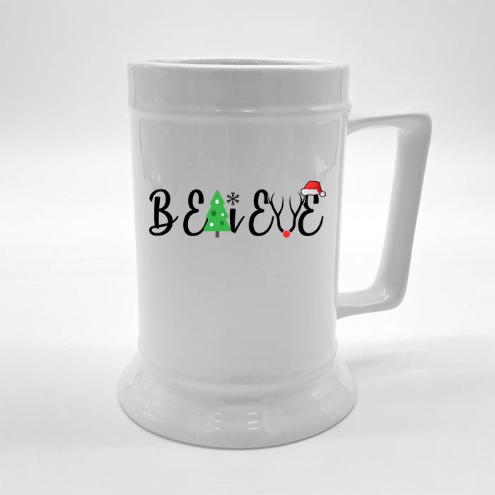 Believe In Christmas Cute Front & Back Beer Stein