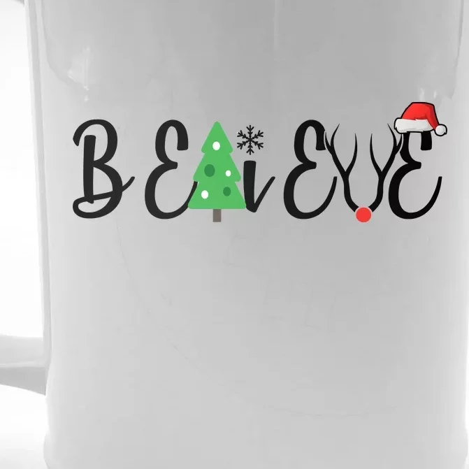 Believe In Christmas Cute Front & Back Beer Stein