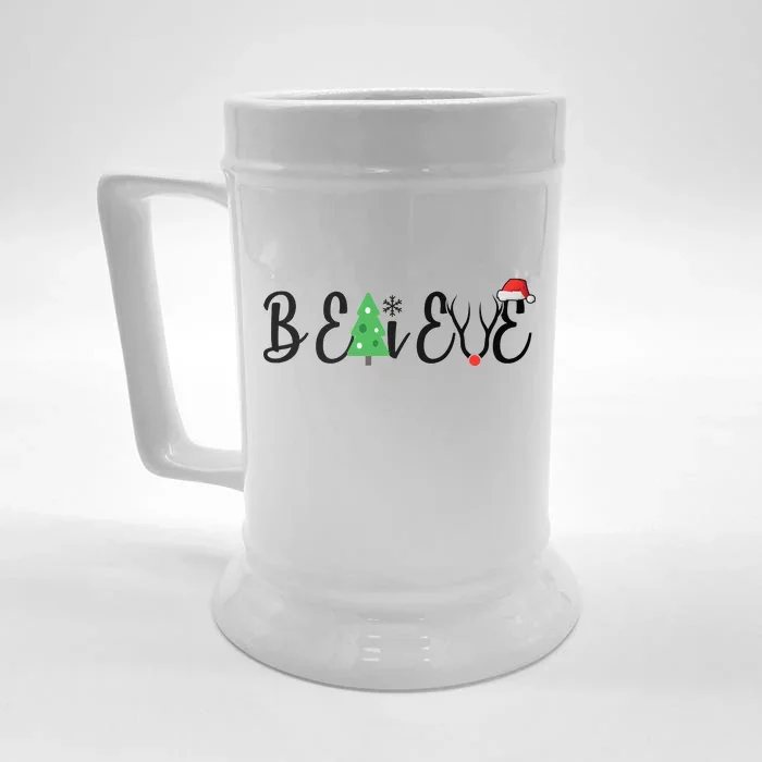 Believe In Christmas Cute Front & Back Beer Stein