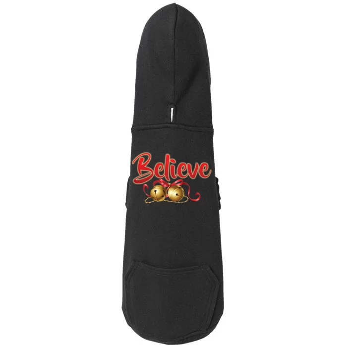 Believe In Christmas Jingle Bells Doggie 3-End Fleece Hoodie