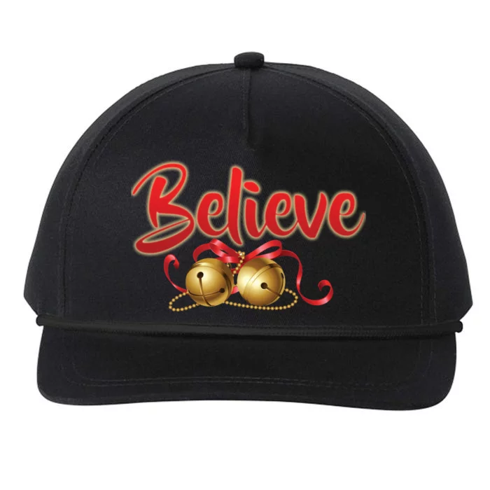 Believe In Christmas Jingle Bells Snapback Five-Panel Rope Hat