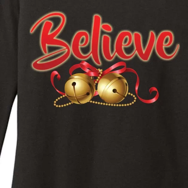 Believe In Christmas Jingle Bells Womens CVC Long Sleeve Shirt