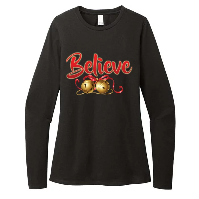 Believe In Christmas Jingle Bells Womens CVC Long Sleeve Shirt