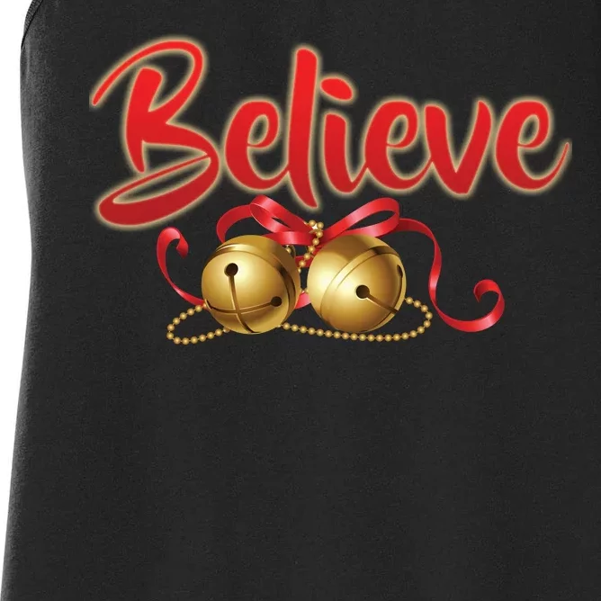 Believe In Christmas Jingle Bells Women's Racerback Tank