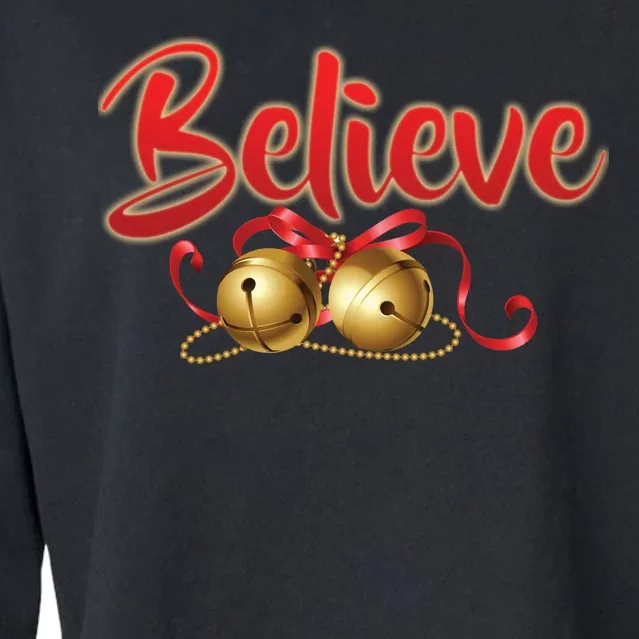 Believe In Christmas Jingle Bells Cropped Pullover Crew