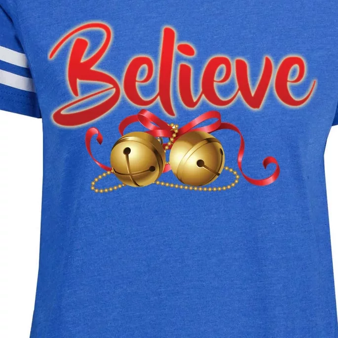 Believe In Christmas Jingle Bells Enza Ladies Jersey Football T-Shirt