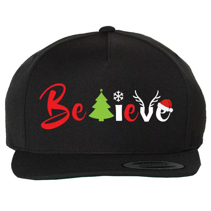 Believe In Christmas Spirit Wool Snapback Cap