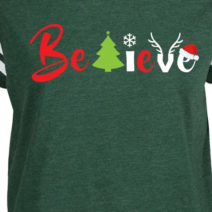 Believe In Christmas Spirit Enza Ladies Jersey Football T-Shirt