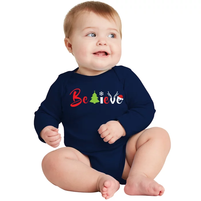 Believe In Christmas Spirit Baby Long Sleeve Bodysuit