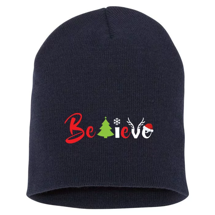 Believe In Christmas Spirit Short Acrylic Beanie