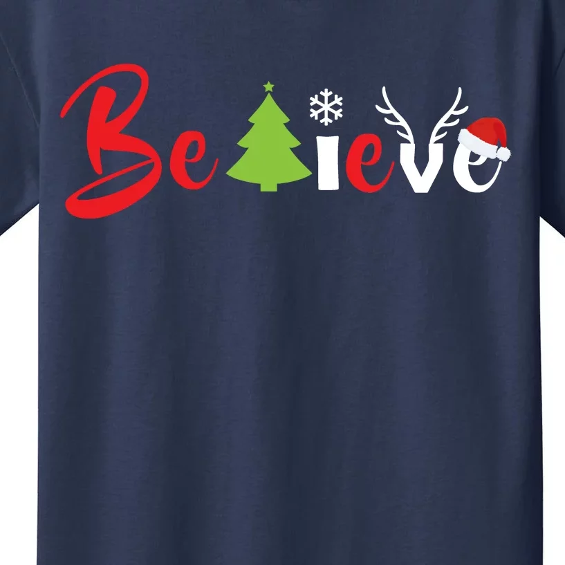 Believe In Christmas Spirit Kids T-Shirt