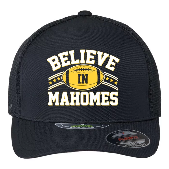 Believe In Mahomes KC Football Kansas City Fan Flexfit Unipanel Trucker Cap