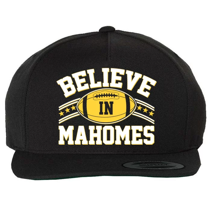 Believe In Mahomes KC Football Kansas City Fan Wool Snapback Cap