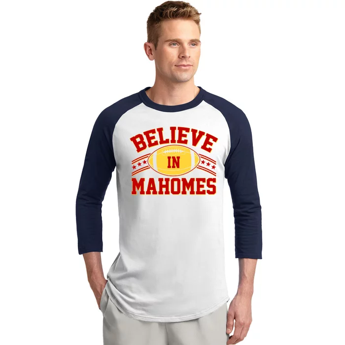 Believe In Mahomes KC Football Kansas City Fan Baseball Sleeve Shirt