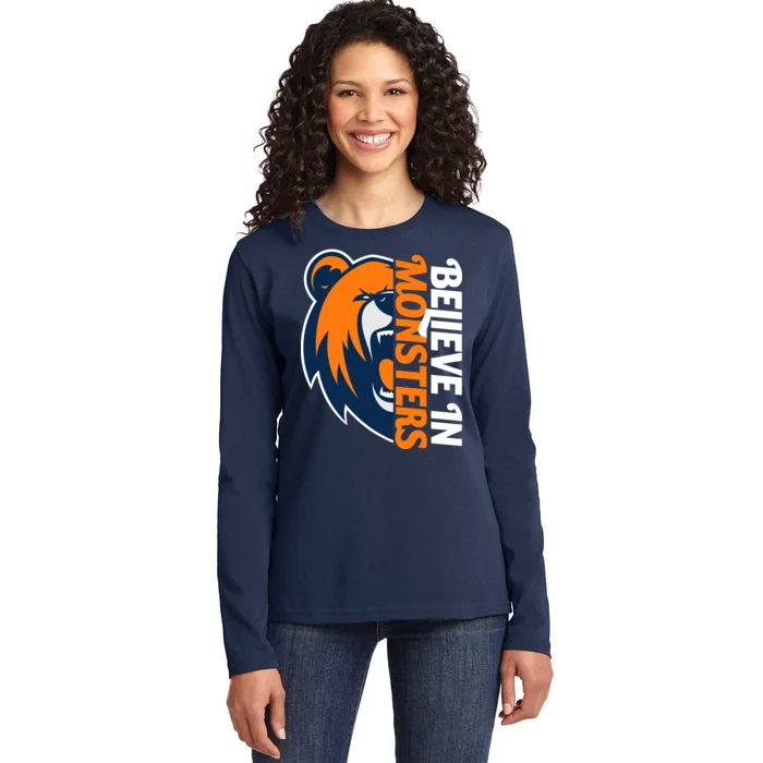 Believe In Monsters Chicago Football Ladies Long Sleeve Shirt