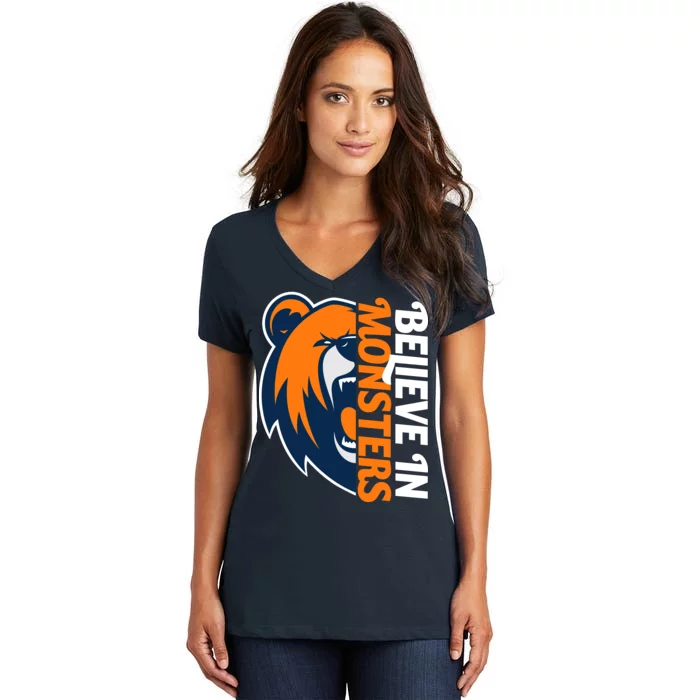 Believe In Monsters Chicago Football Women's V-Neck T-Shirt