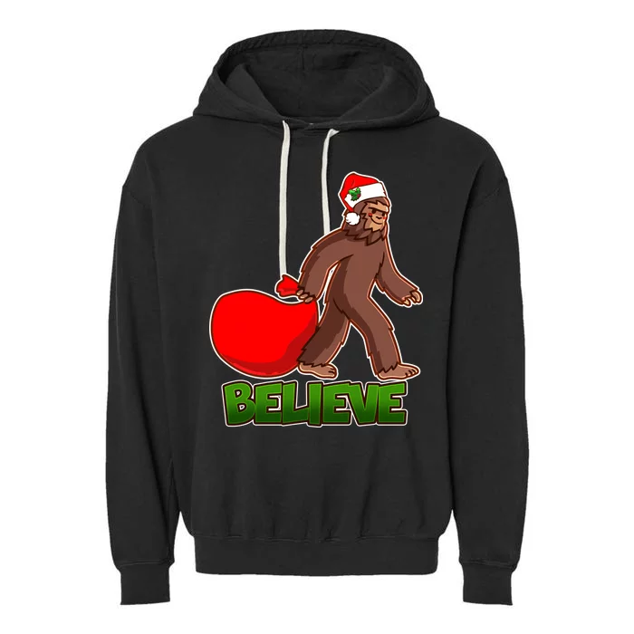 Believe In Santa Bigfoot Garment-Dyed Fleece Hoodie