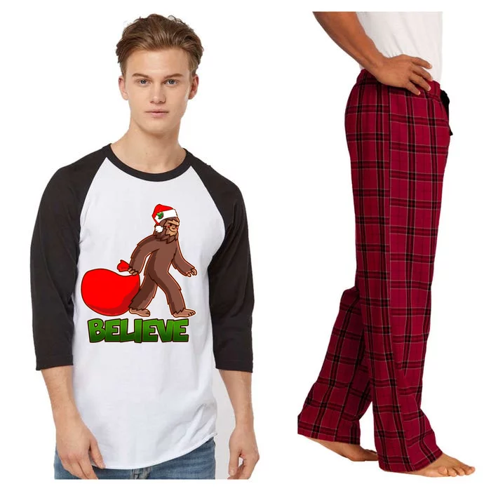 Believe In Santa Bigfoot Raglan Sleeve Pajama Set