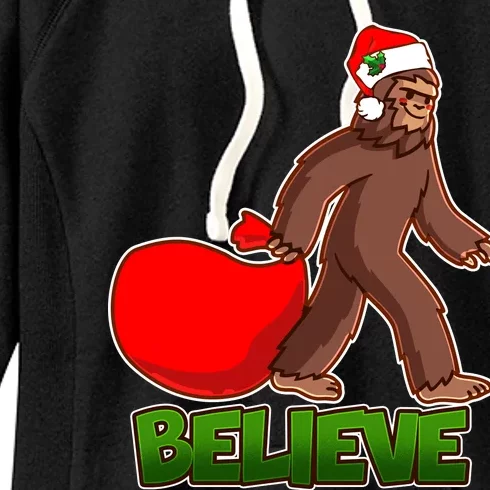 Believe In Santa Bigfoot Women's Fleece Hoodie