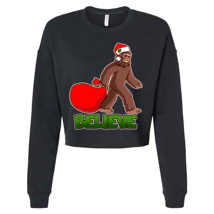 Believe In Santa Bigfoot Cropped Pullover Crew