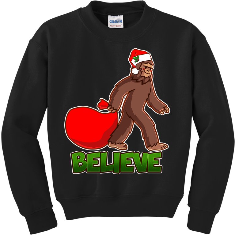 Believe In Santa Bigfoot Kids Sweatshirt
