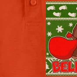 Believe In Santa Bigfoot Ugly Christmas Dry Zone Grid Performance Polo