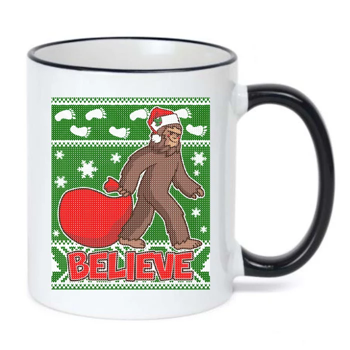 Believe In Santa Bigfoot Ugly Christmas Black Color Changing Mug