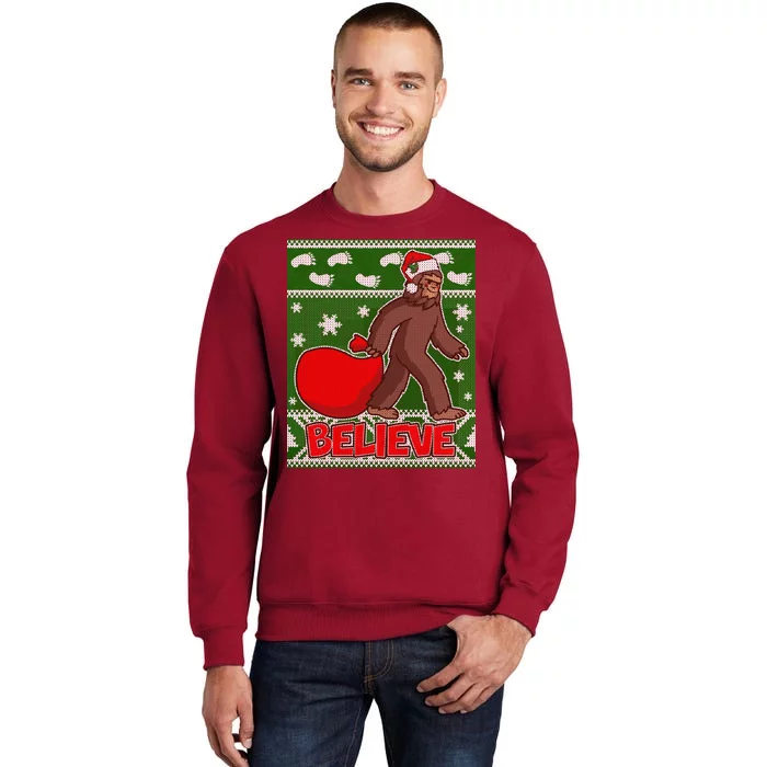 Believe In Santa Bigfoot Ugly Christmas Sweatshirt