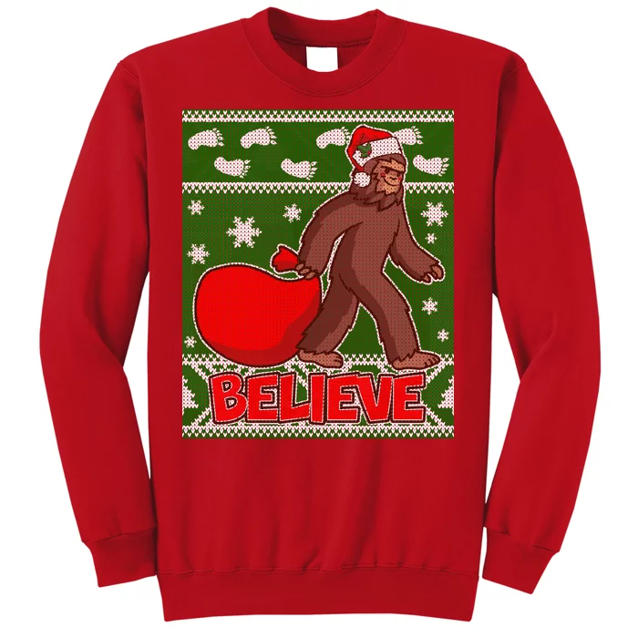 Believe In Santa Bigfoot Ugly Christmas Sweatshirt