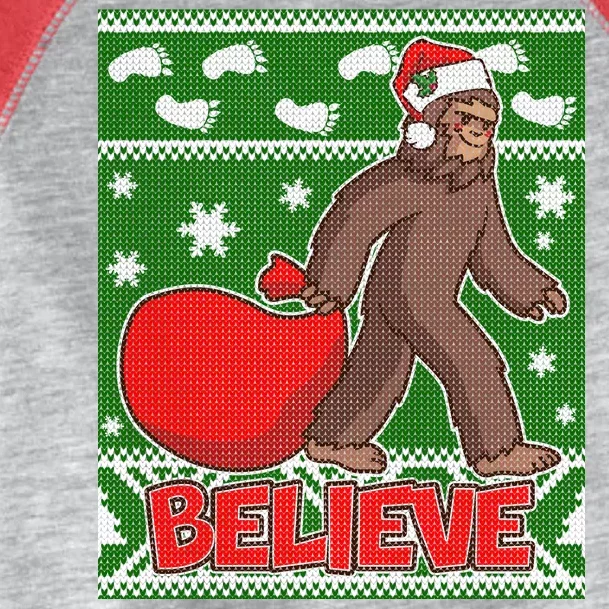 Believe In Santa Bigfoot Ugly Christmas Toddler Fine Jersey T-Shirt