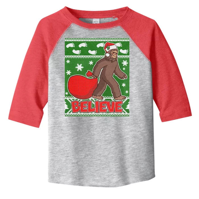 Believe In Santa Bigfoot Ugly Christmas Toddler Fine Jersey T-Shirt