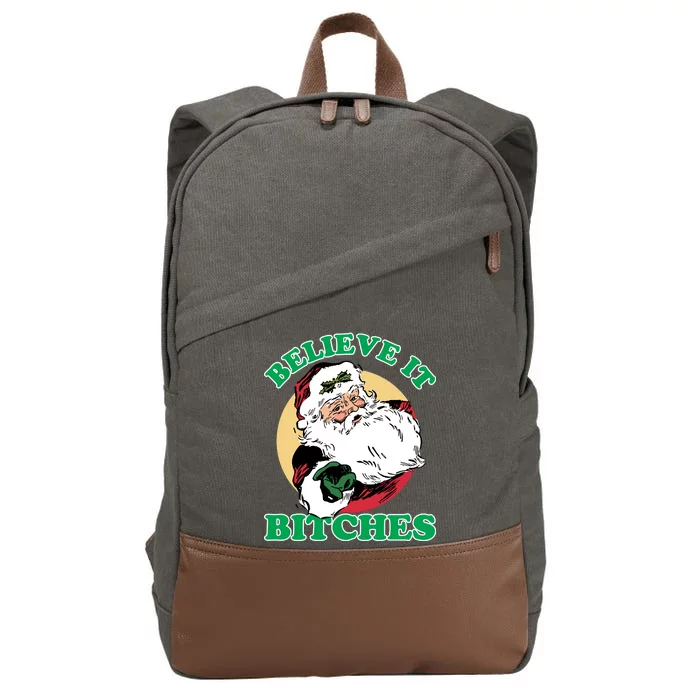 Believe It Bitches - Santa Funny Christmas Cotton Canvas Backpack