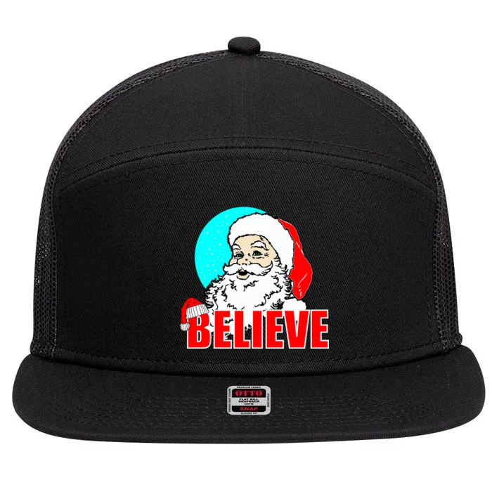 Believe Santa 7 Panel Mesh Trucker Snapback Hat