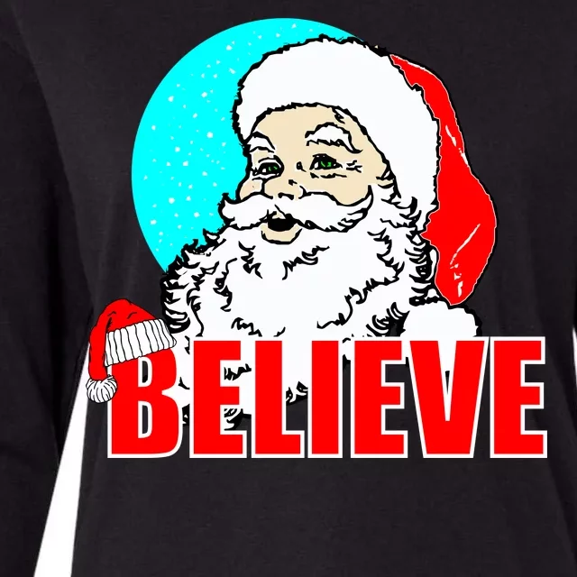 Believe Santa Womens Cotton Relaxed Long Sleeve T-Shirt