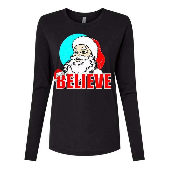 Believe Santa Womens Cotton Relaxed Long Sleeve T-Shirt