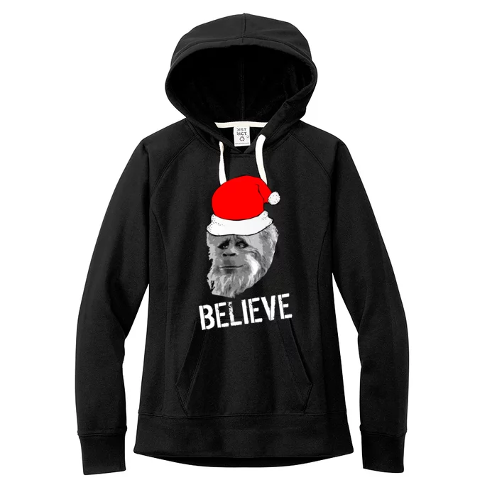 Believe Santa Sasquatch Women's Fleece Hoodie