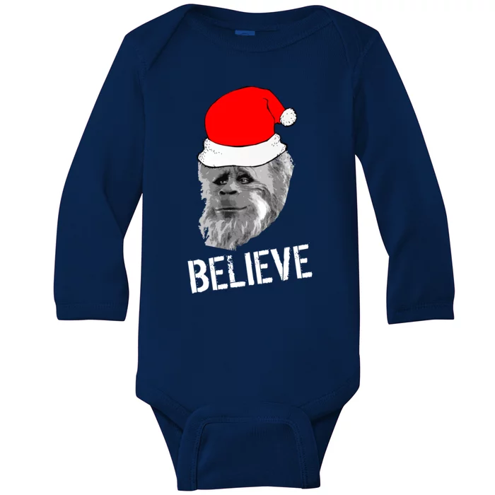 Believe Santa Sasquatch Baby Long Sleeve Bodysuit